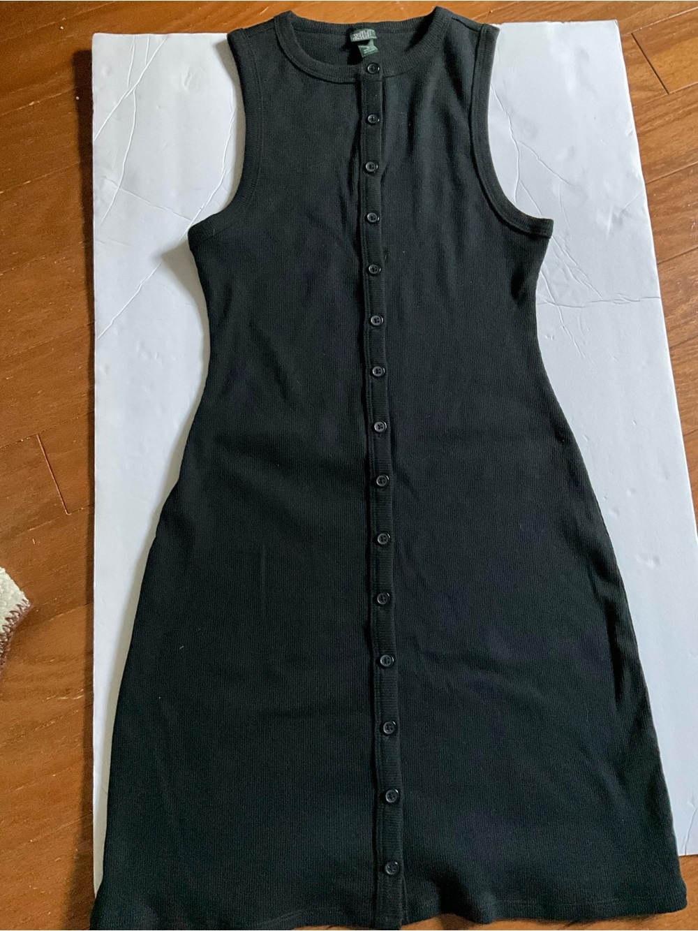 Wild Fable Black Sleeveless Button-Front Ribbed Dress Sz S